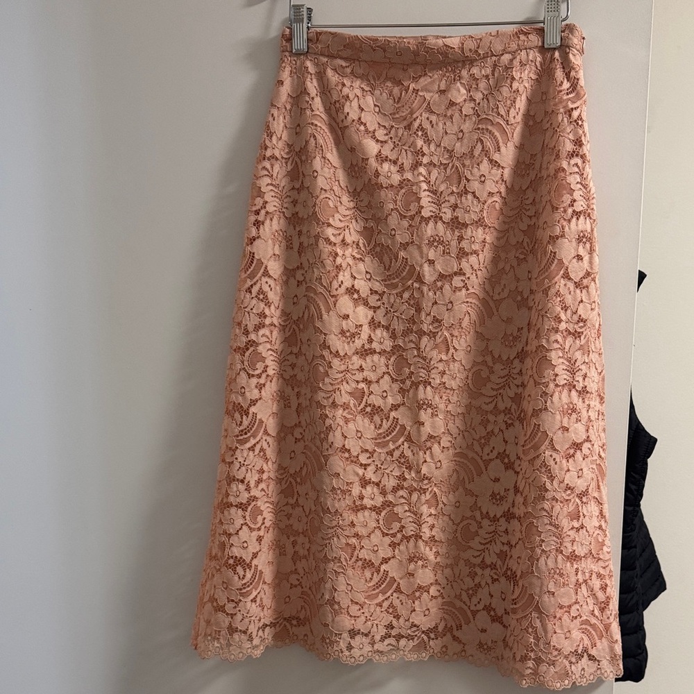 Zara Peach Lace Midi Skirt